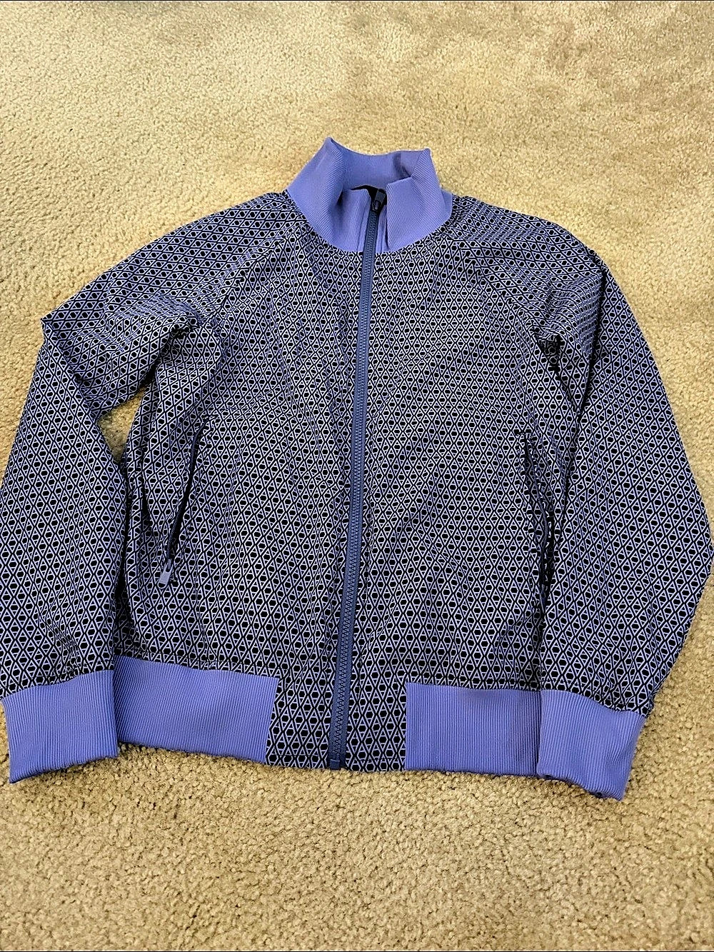 Athleta Women'Small Geometric Bomber Jacket in Purple Size Small